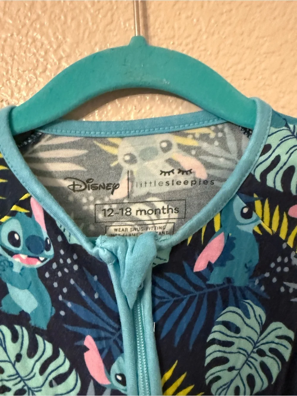 Little Sleepies Navy Blue Tropical Stitch Print Footed One-Piece